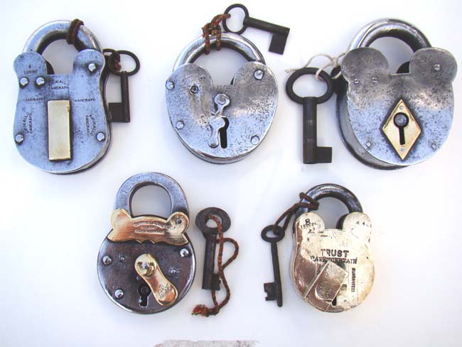 A group of five large Antique Brass and Steel Padlocks circca 1800-1880